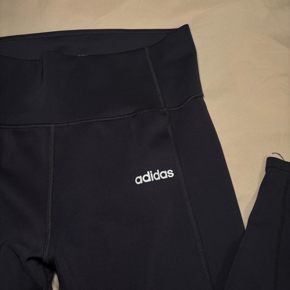 Adidas Dark Grey Women’s Athletic Leggings with White Stripes Size L - Picture 3 of 4
